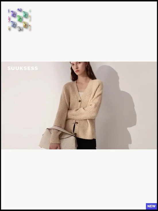 Oversized V-Neck Cardigan Chunky Knit Button Down Long Sleeve Loose Fit - Picture 7 of 7